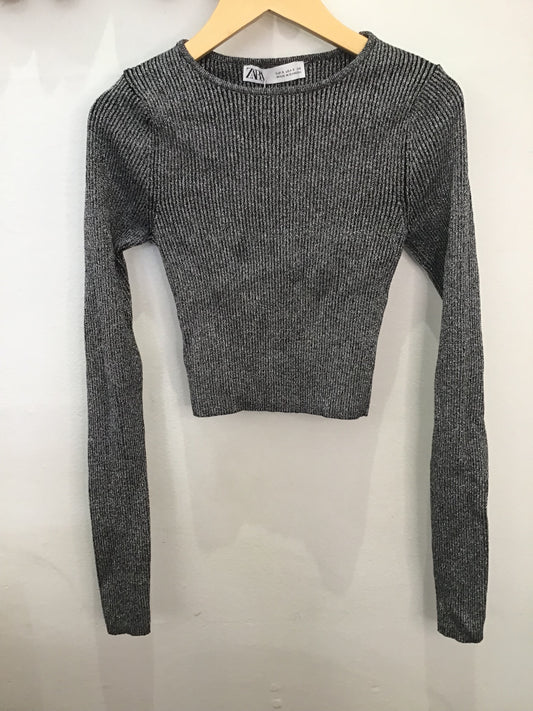 Silver sparkly crop top - size S