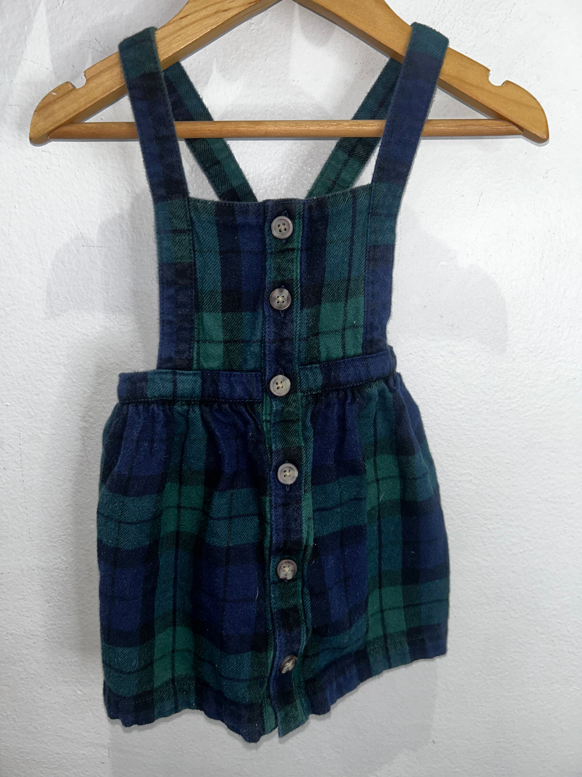 Green flannel skirt romper 12-18m