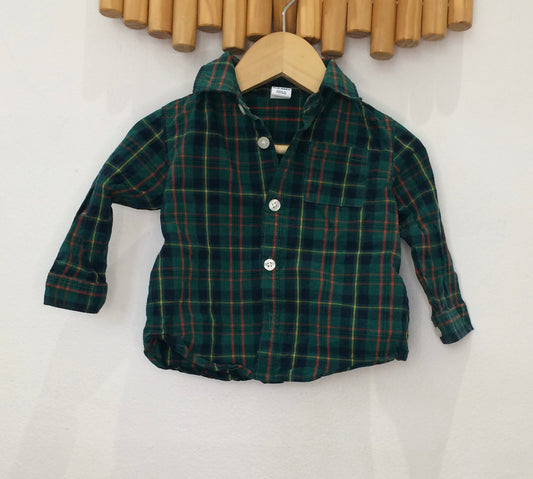 Green checkered shirt 12-18m