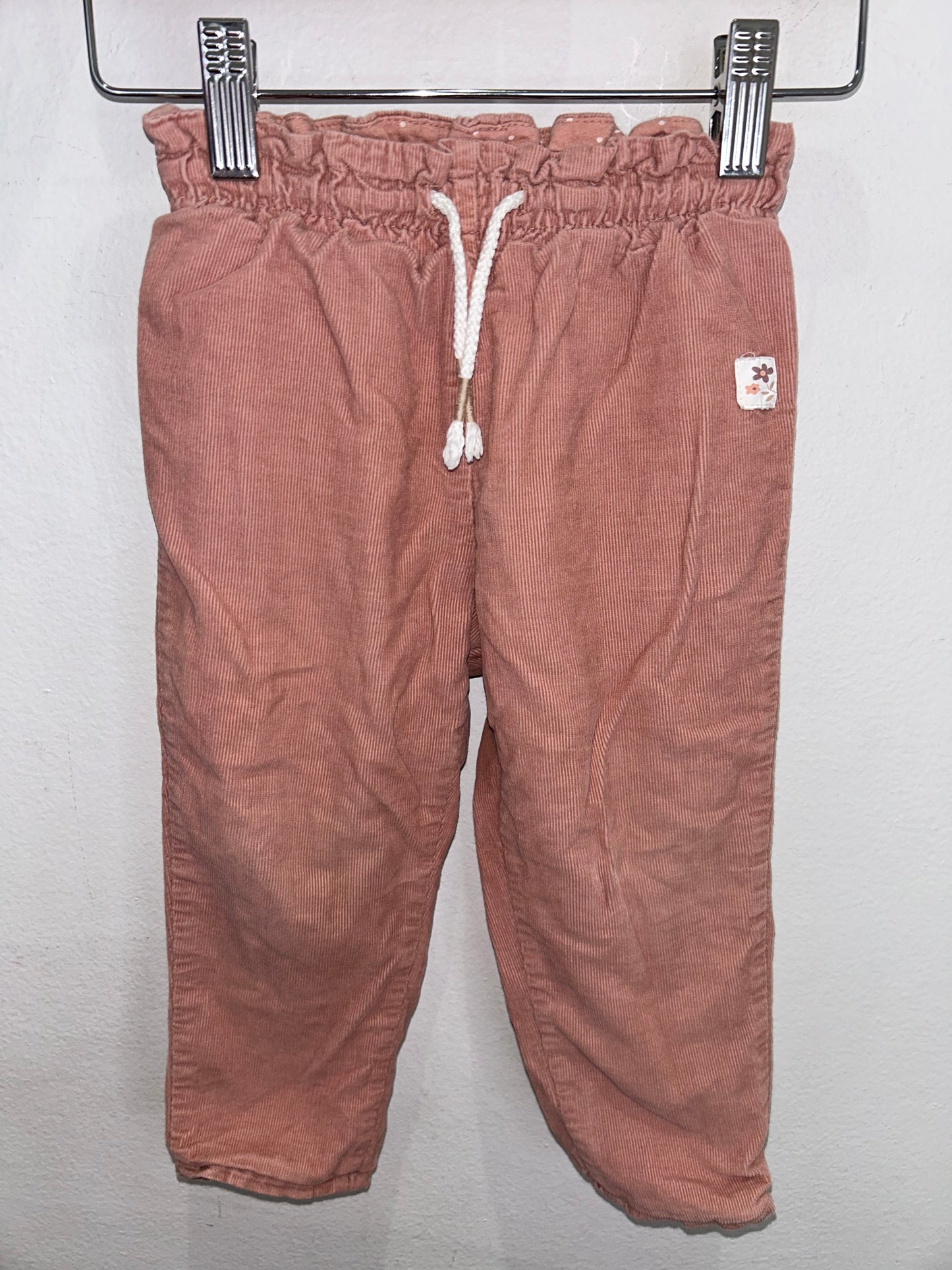 Pink cotton-lined corduroy pants 12-18m