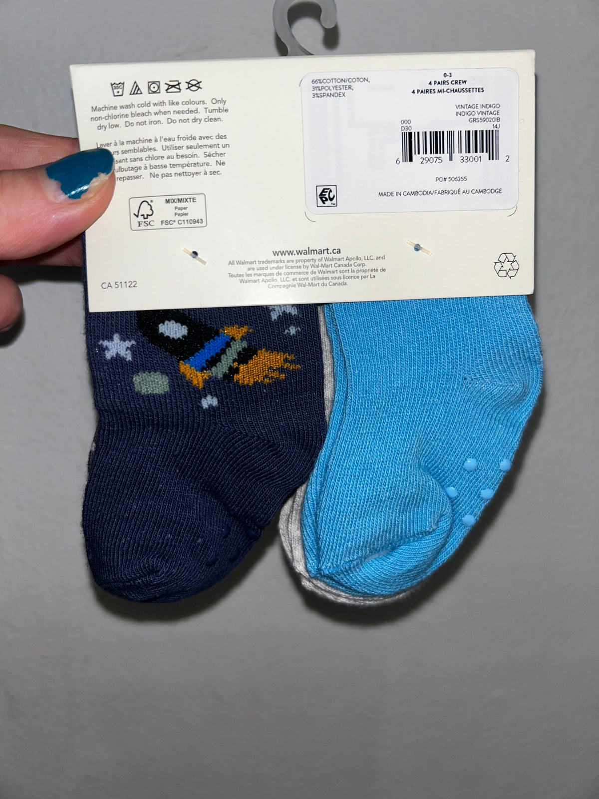 Crew socks w grippers 0-12m NEW