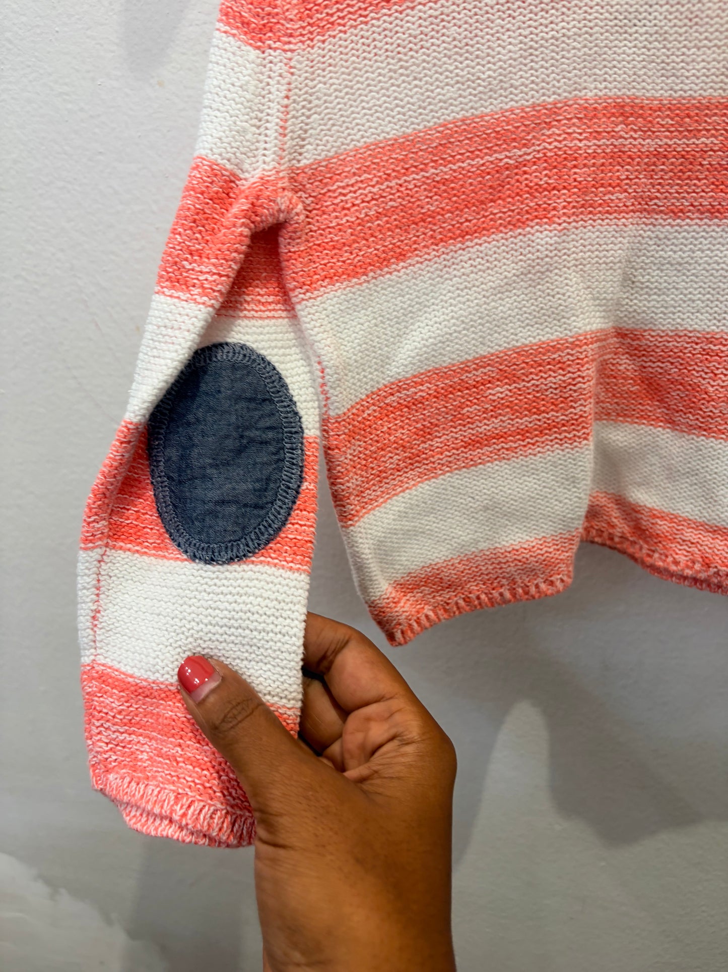 Light knit peach stripe sweater 18-24m