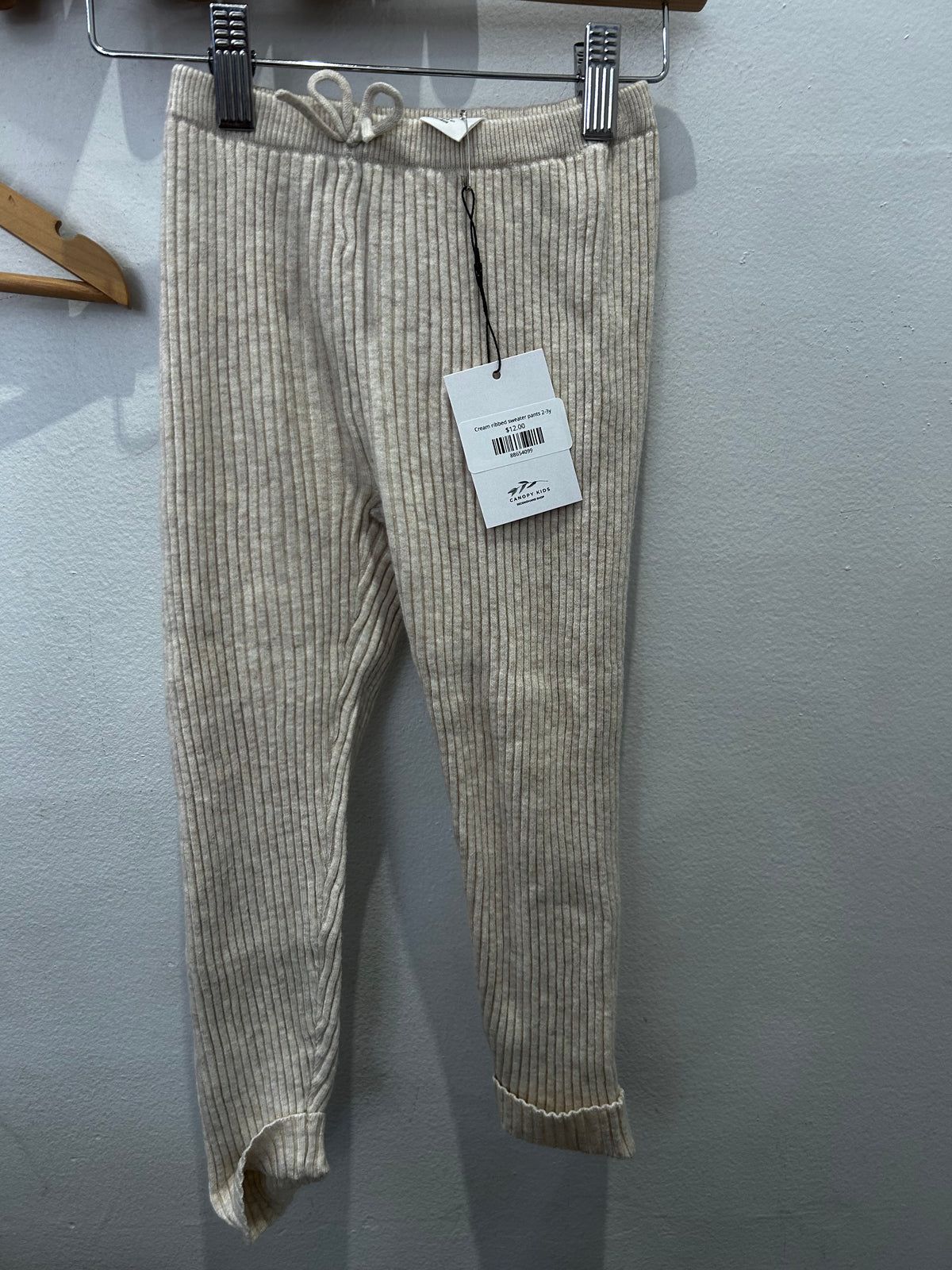 Cream ribbed sweater pants 2-3y