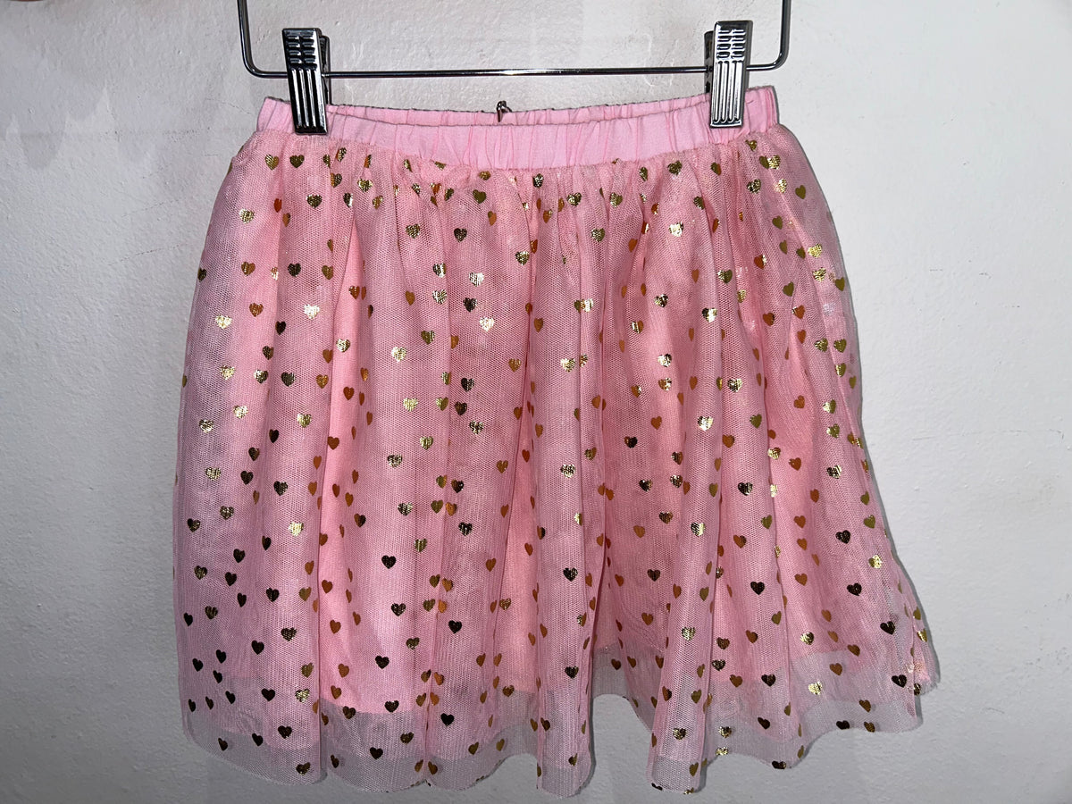 Gold hearts tulle skirt6-7y