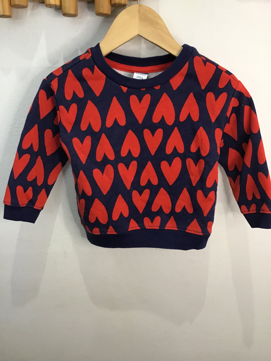 Pullover red hearts 12-18m