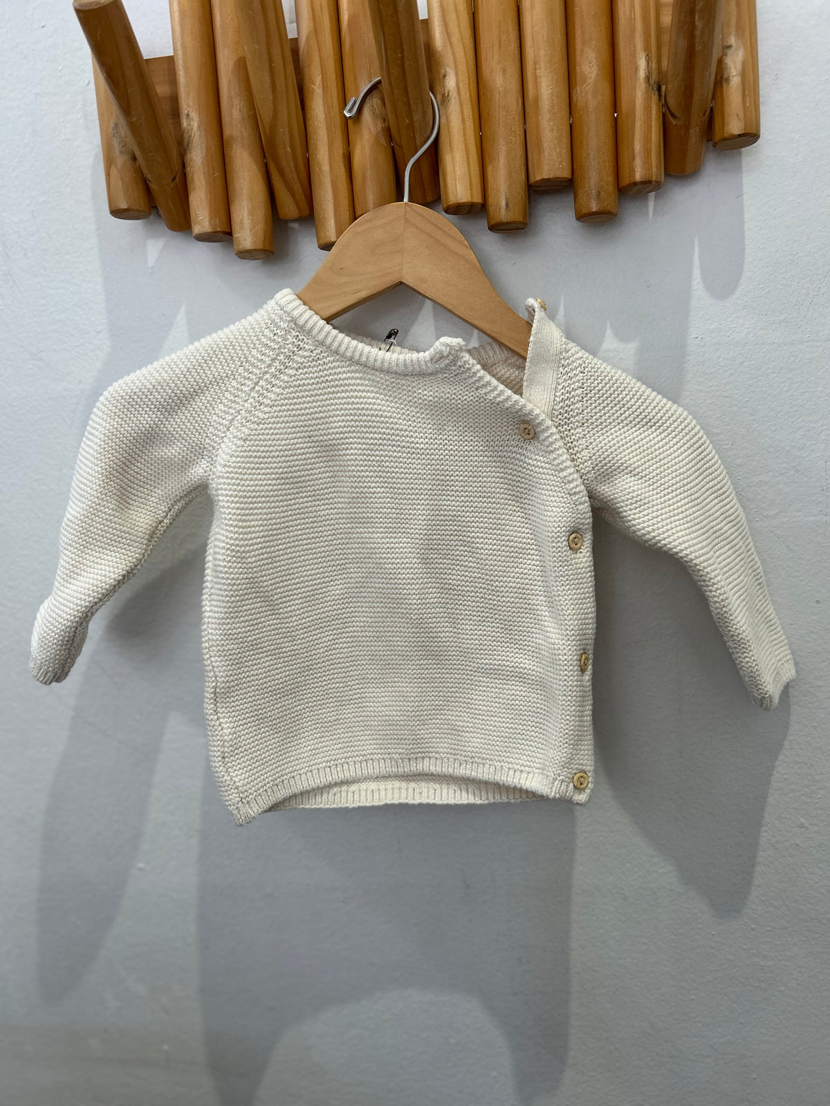 Cream square knit sweater 4-6m