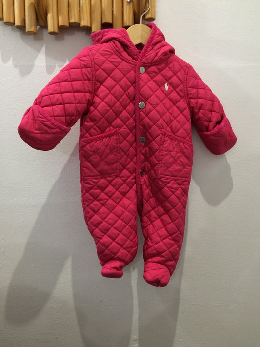 Quilted pink snowsuit 9m