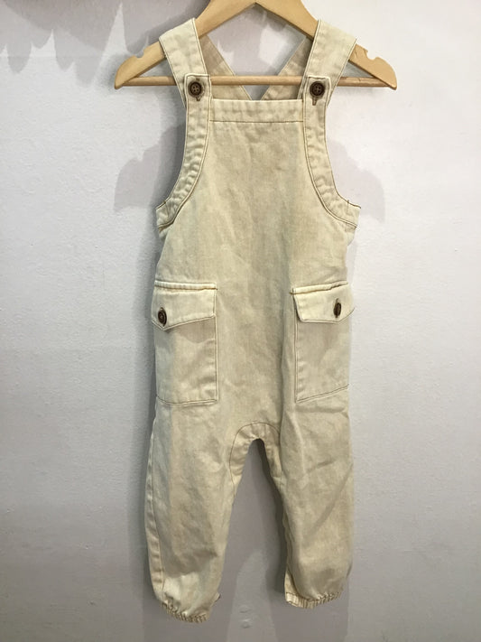 Beige denim overalls 12-18m