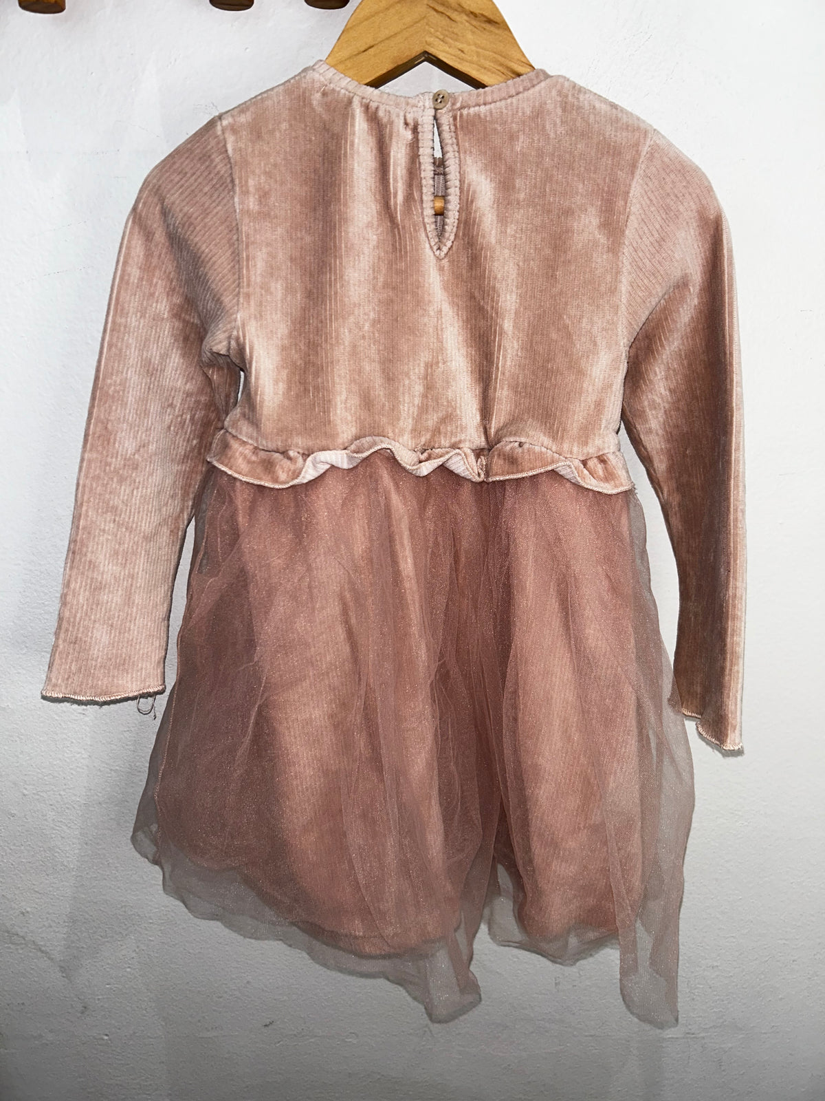 Rose ribbed and tulle dress 2-3y