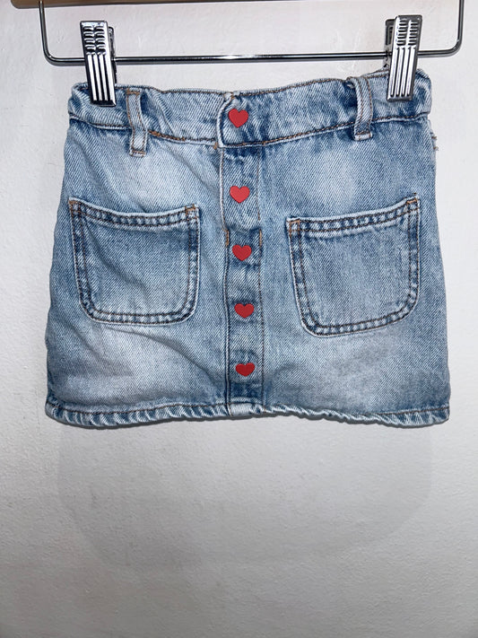 Hearts denim skirt 5-6y