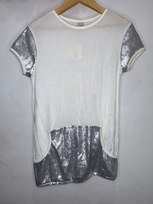 Silver sequin tee 11-12y NEW