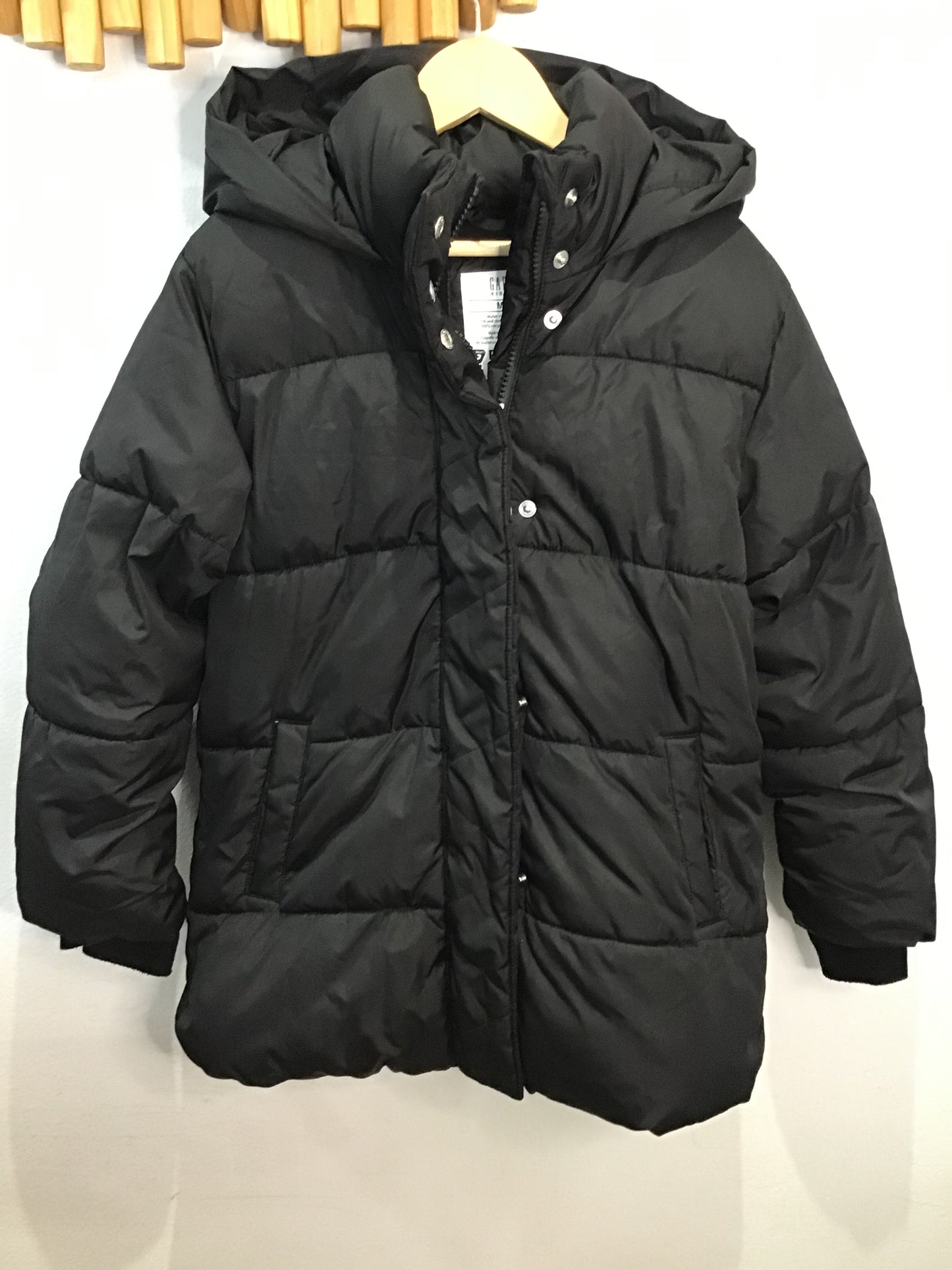 Black mid-length full winter jacket 8-9y