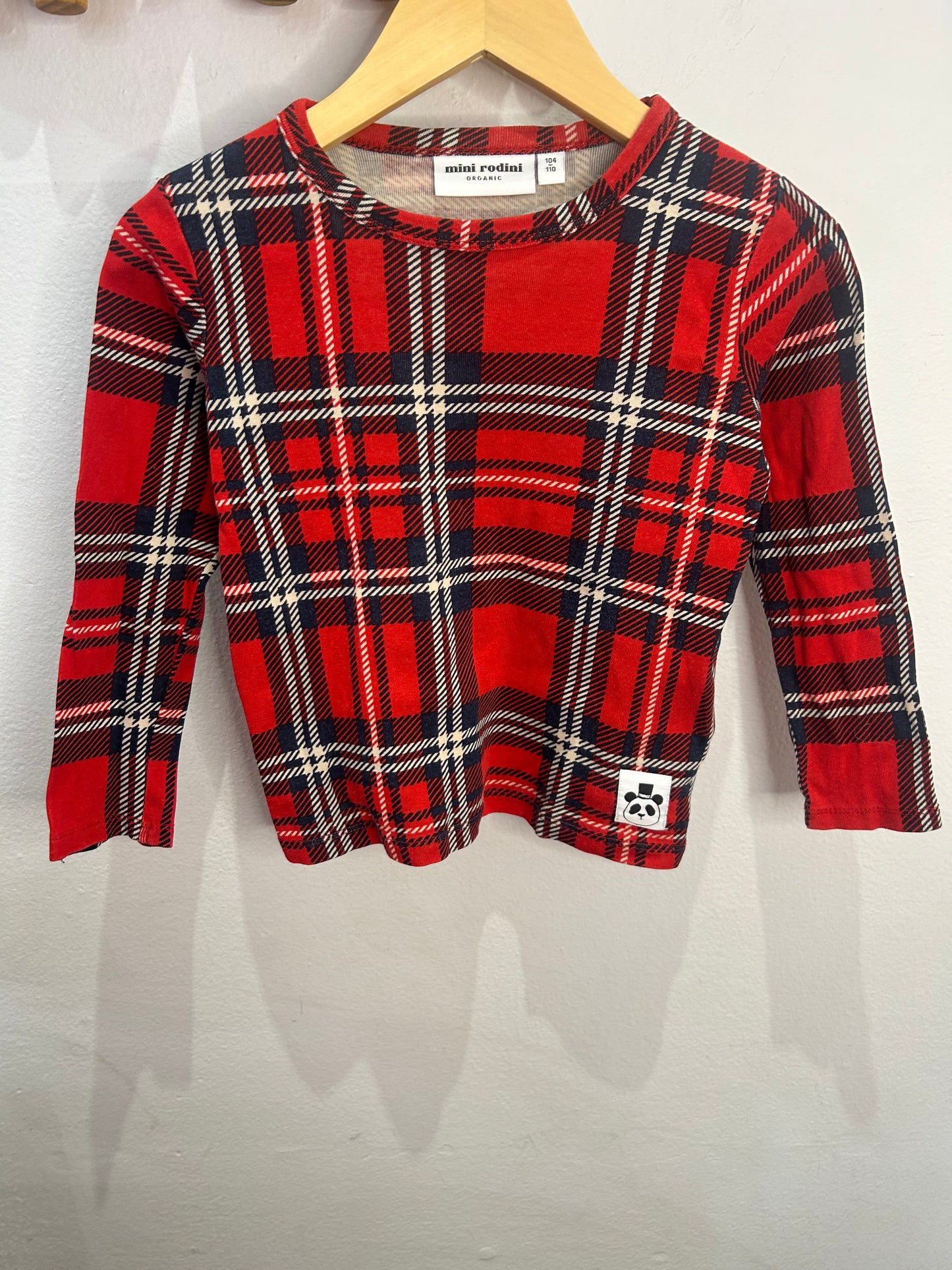 Mini Rodini red checkered longsleeve 4-5y