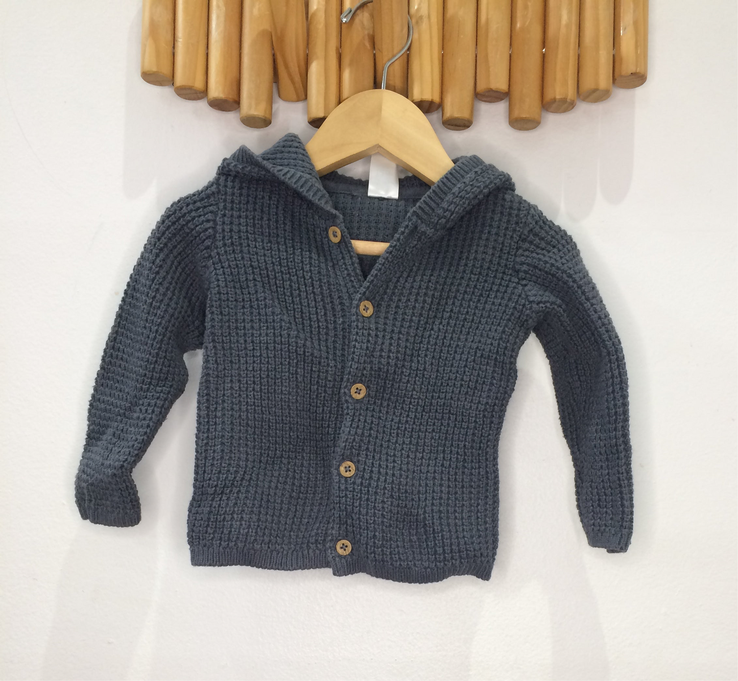 Purl stitch ash cardigan 12m