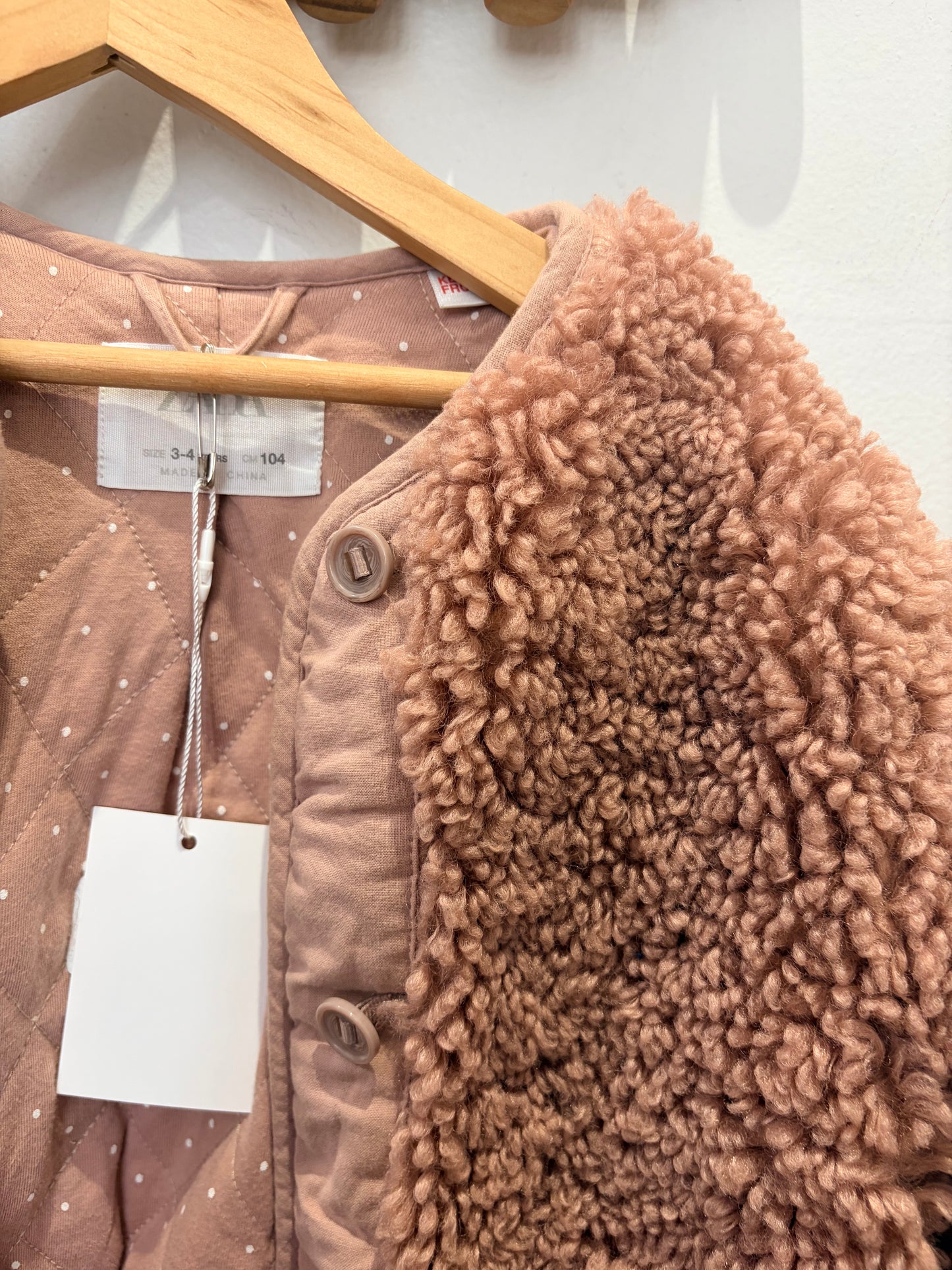Pink furry chore jacket 3-4y