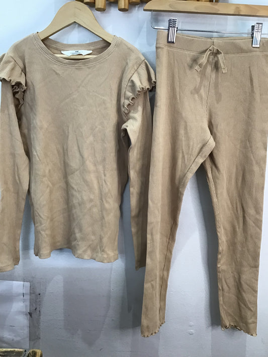 Tee ribbed frilly brown 10-12y