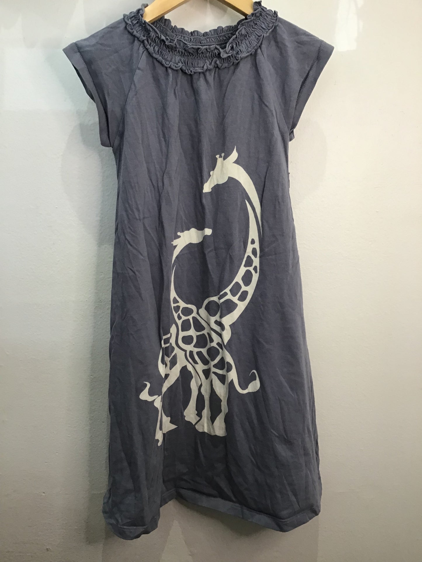 lounge dress giraffes organic cotton 5-6y