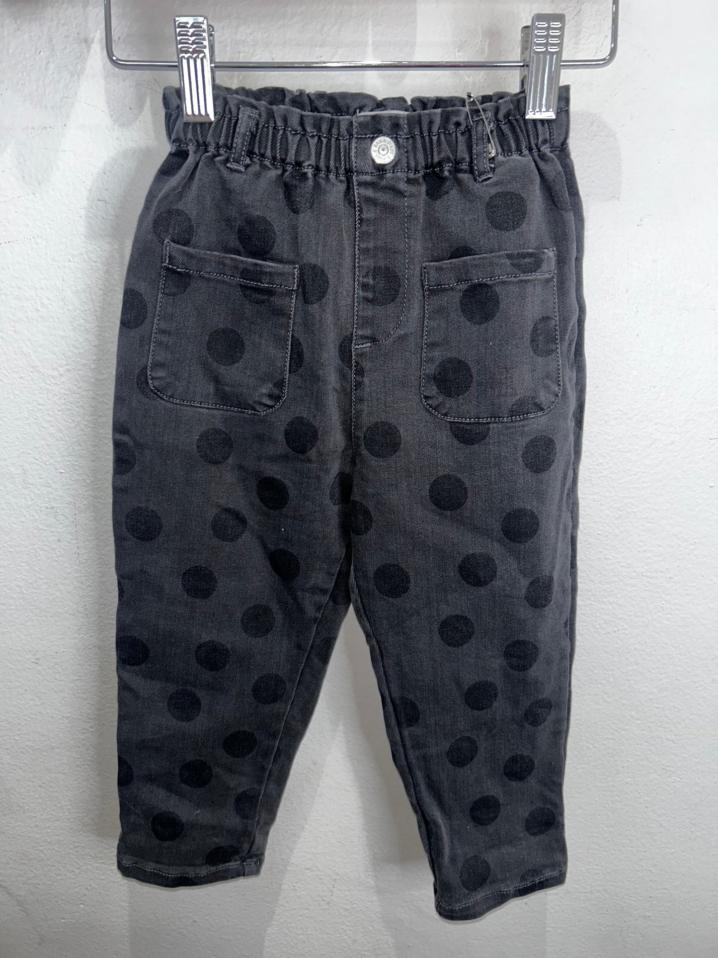 Wide leg black dots pants 18-24m