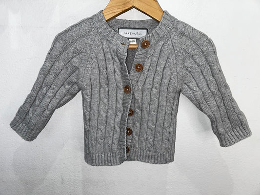 Grey cable knit cardigan 6-12m