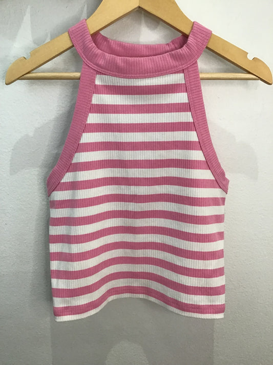 Tanktop crop pink stripe- adult XS