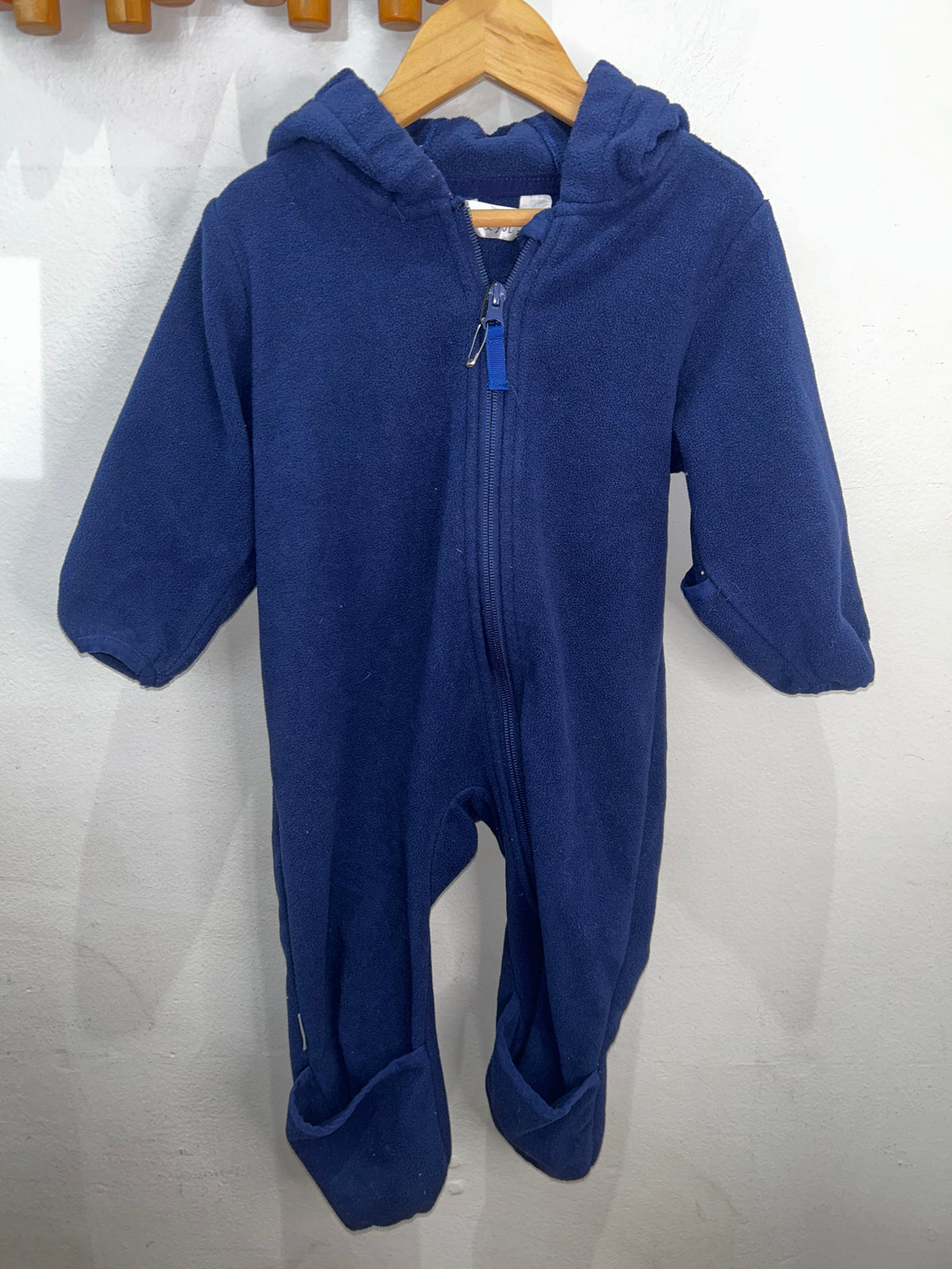 Jan and Jul navy fleece bunting 12-18m