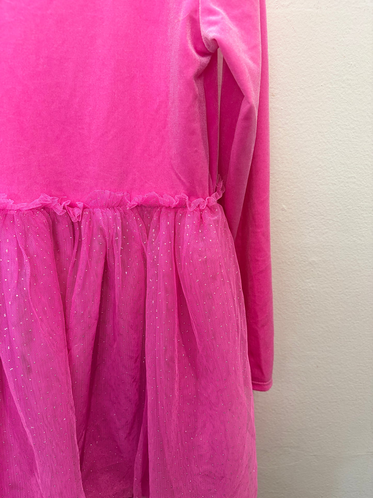 Pink velvet tulle dress 7-8y
