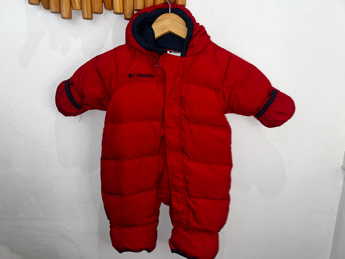 Columbia red snowsuit 6m