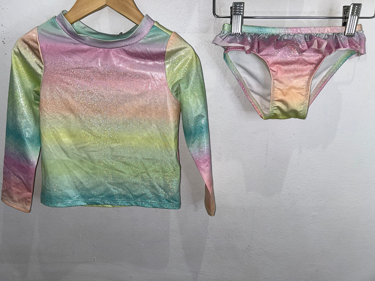 Pastel sparkly swimsuit 2y