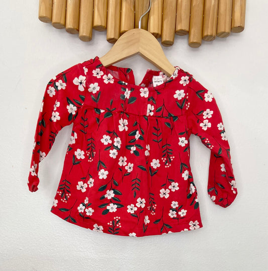 Flowers red blouse 9m