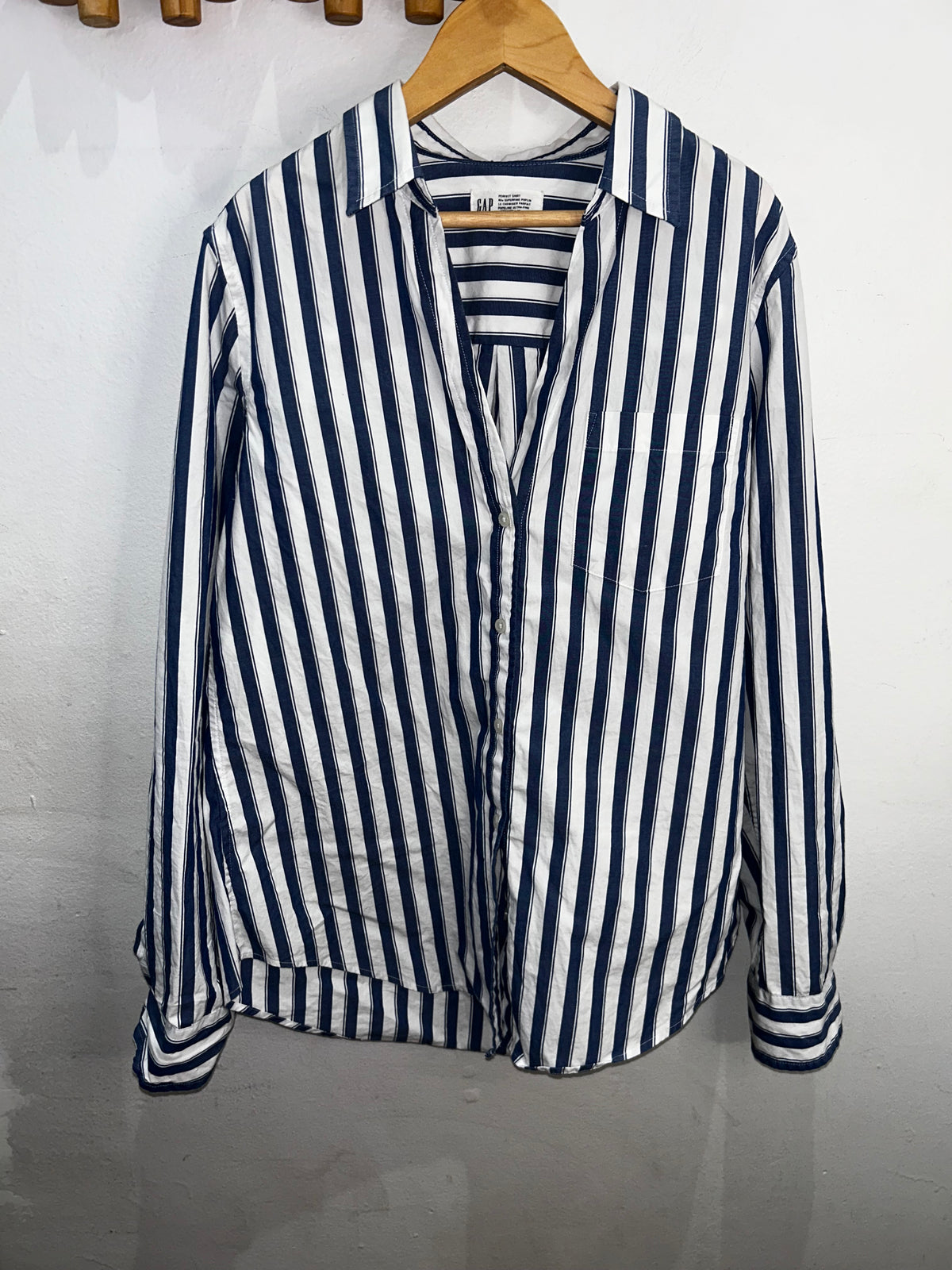 Blue stripes 90s poplin shirt- adult S