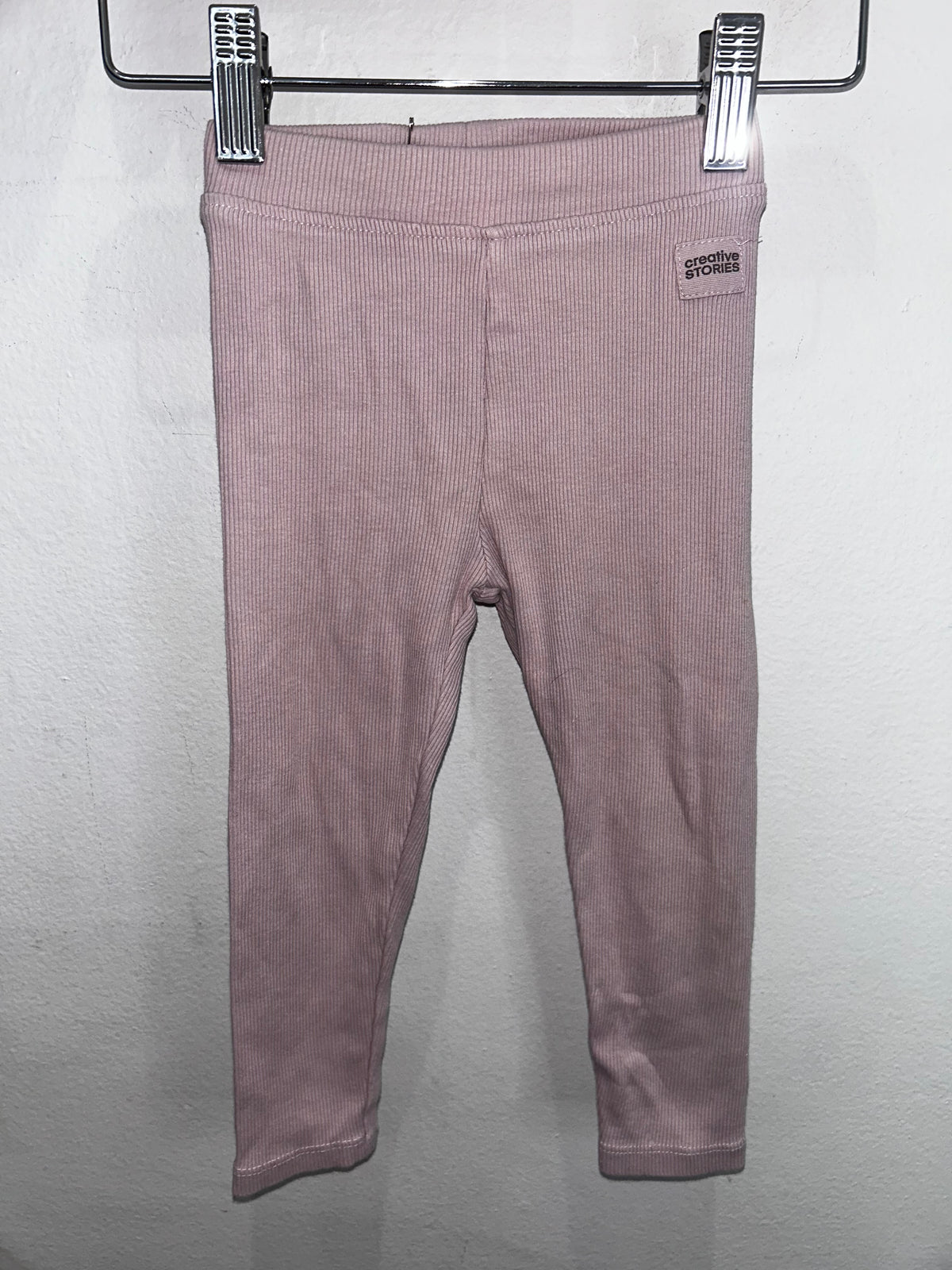 Pink ribbed leggings 2y