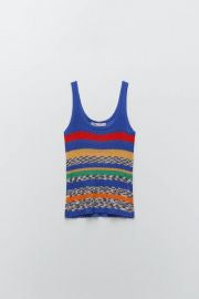 Blue sheer knit tanktop M