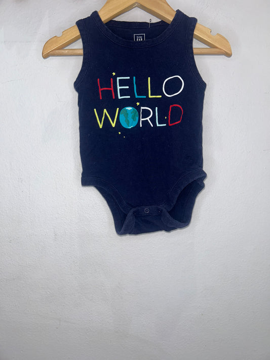 Hello world tanktop onesie 3-6m