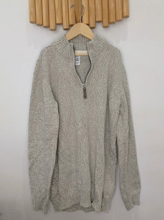 Beige knit quarter zip 14y