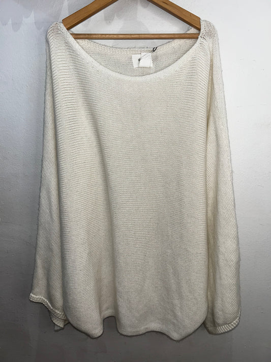 White wide neck sweater- adult size M