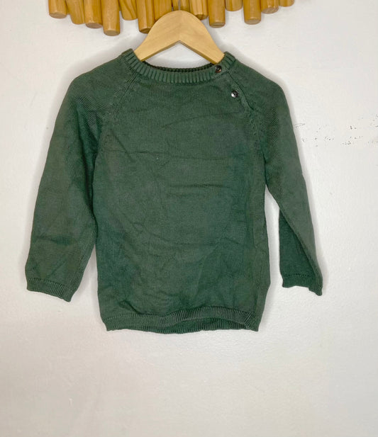 Green knit sweater 12-18m