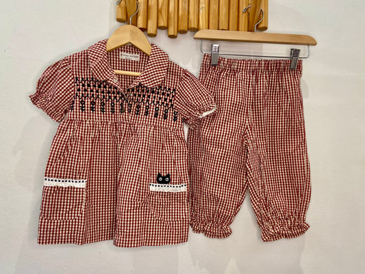 Red gingham set 3-4y