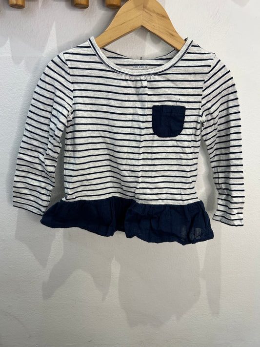 Striped a-line blue tee 2y