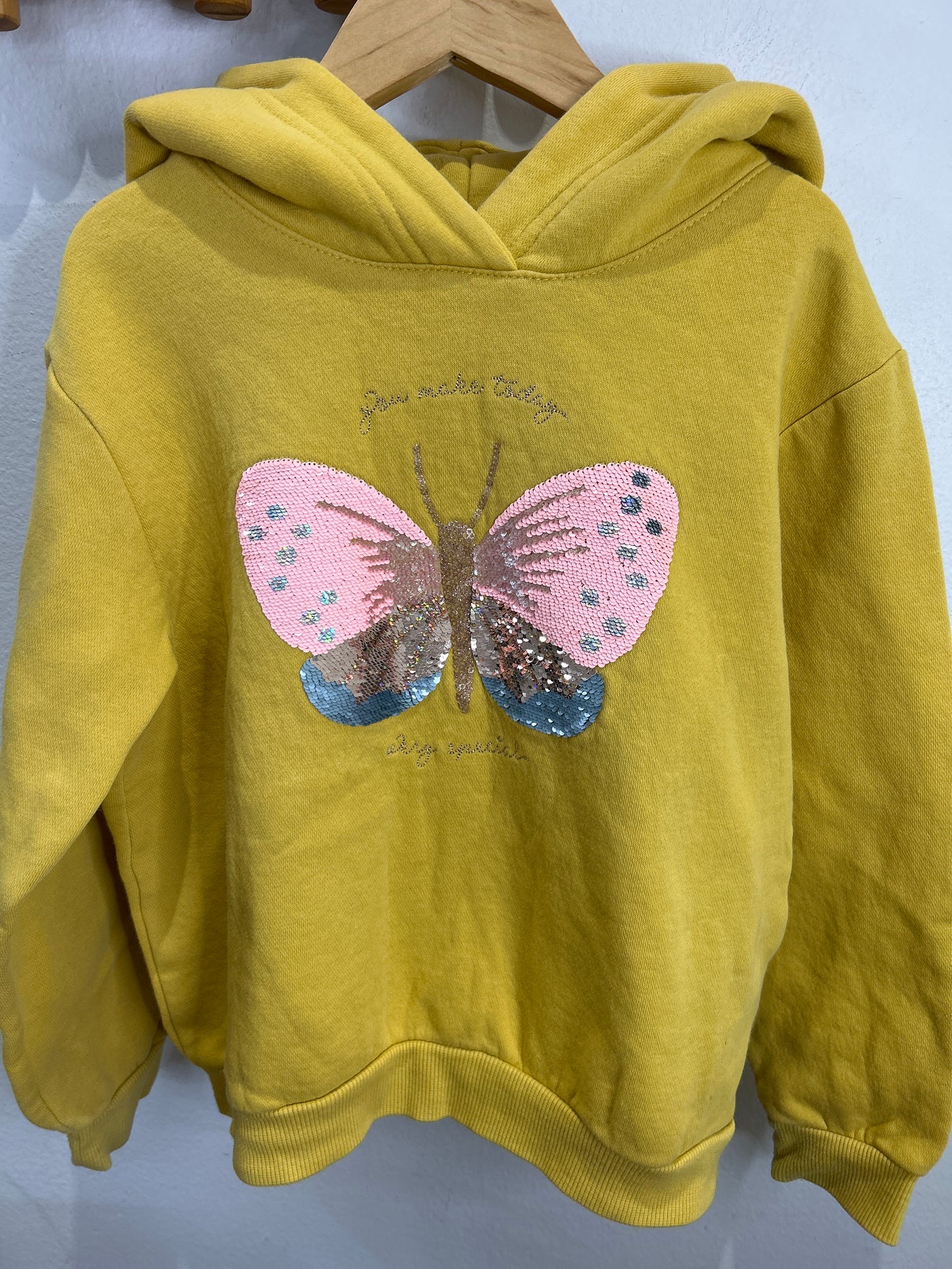 Sparkly butterflies mustard hoodie 6-8y
