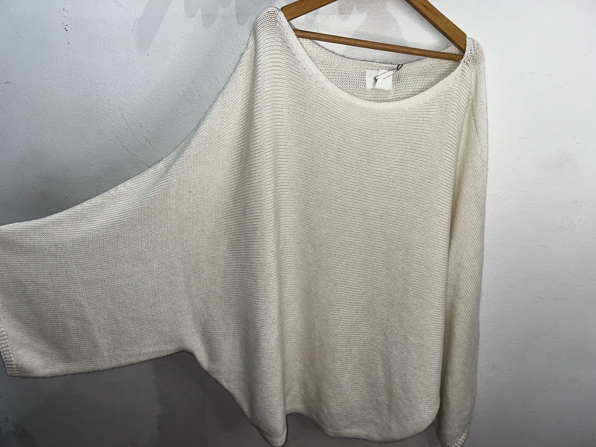 White wide neck sweater- adult size M