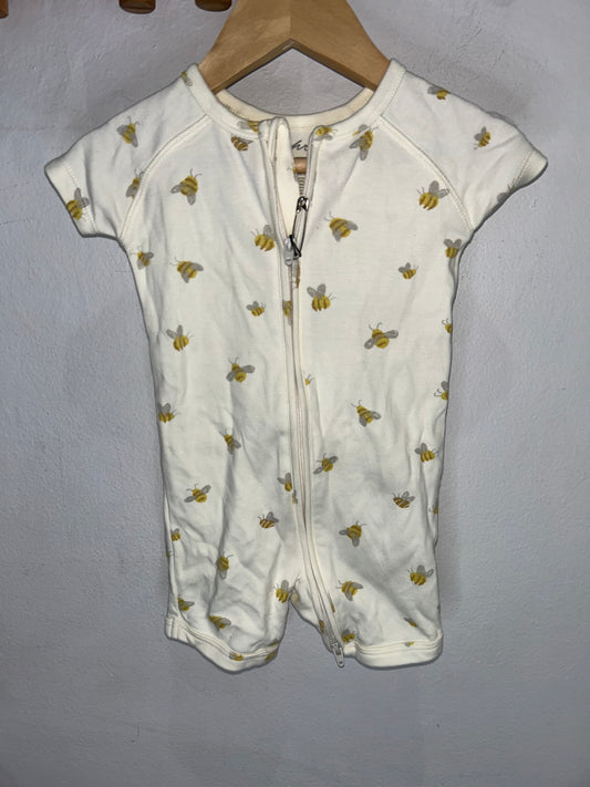 Pehr bees shorty romper 3-6m