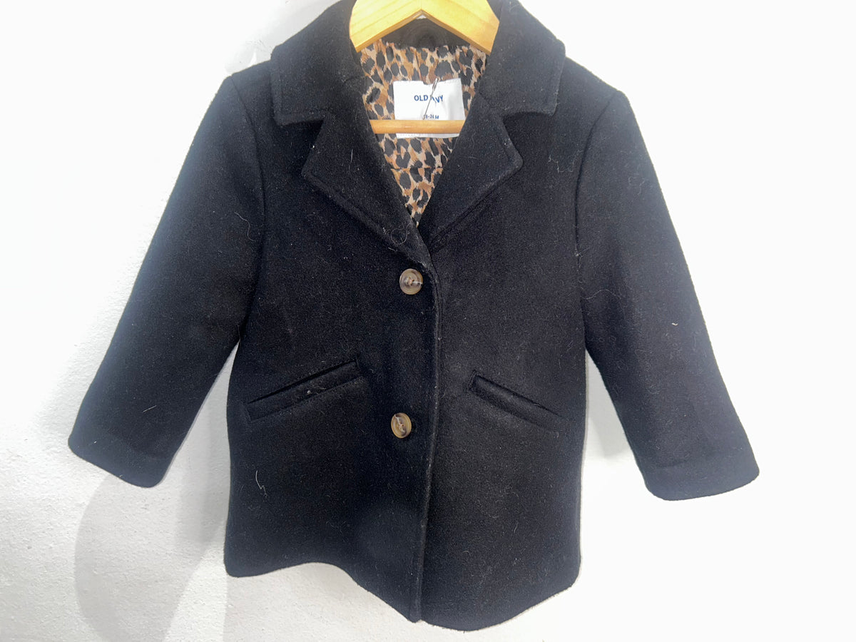 Black and leopard  coat 18-24m