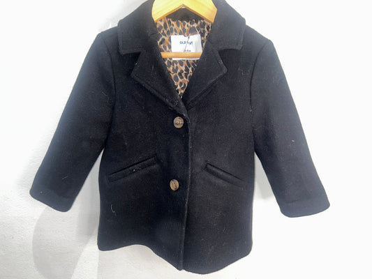 Black and leopard  coat 18-24m
