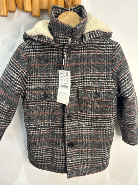 Fleece lined wool coat 2-3y NEW