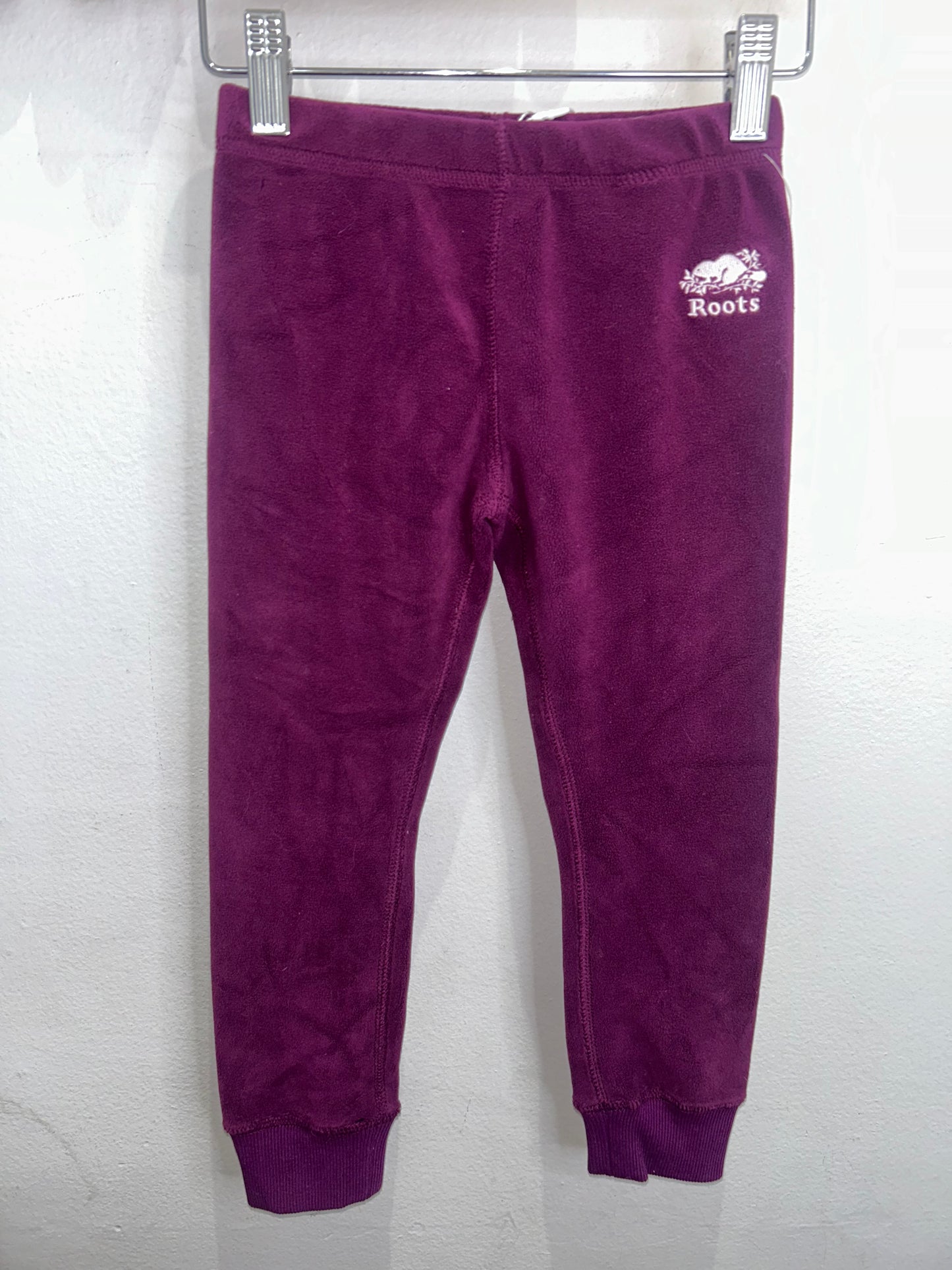 Roots purple fleece pants 5y NEW