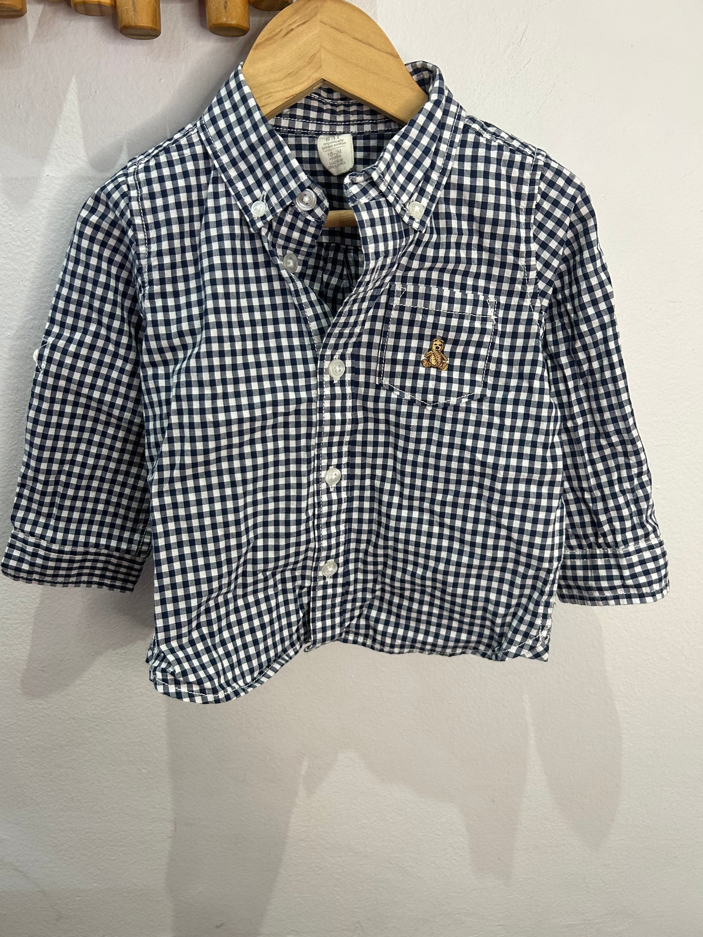 Blue checkered shirt 18-24m