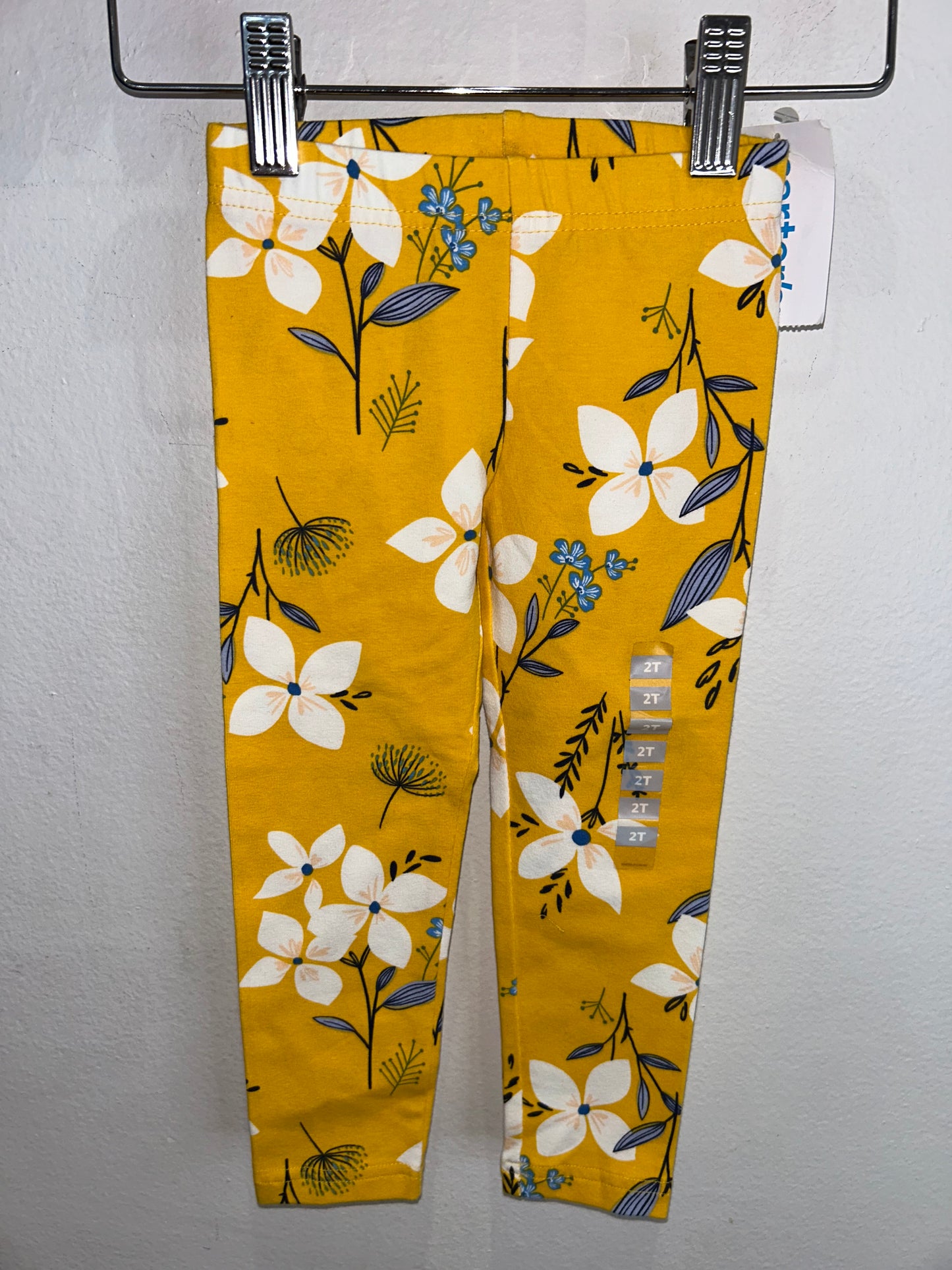 Yellow floral leggings 2y NEW