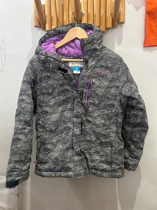 Columbia black print late fall-winter jacket 8y