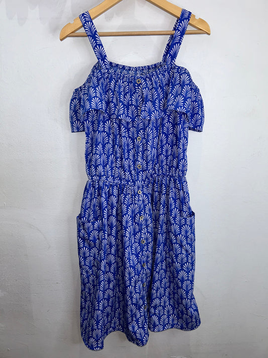 Blue print dress 12y