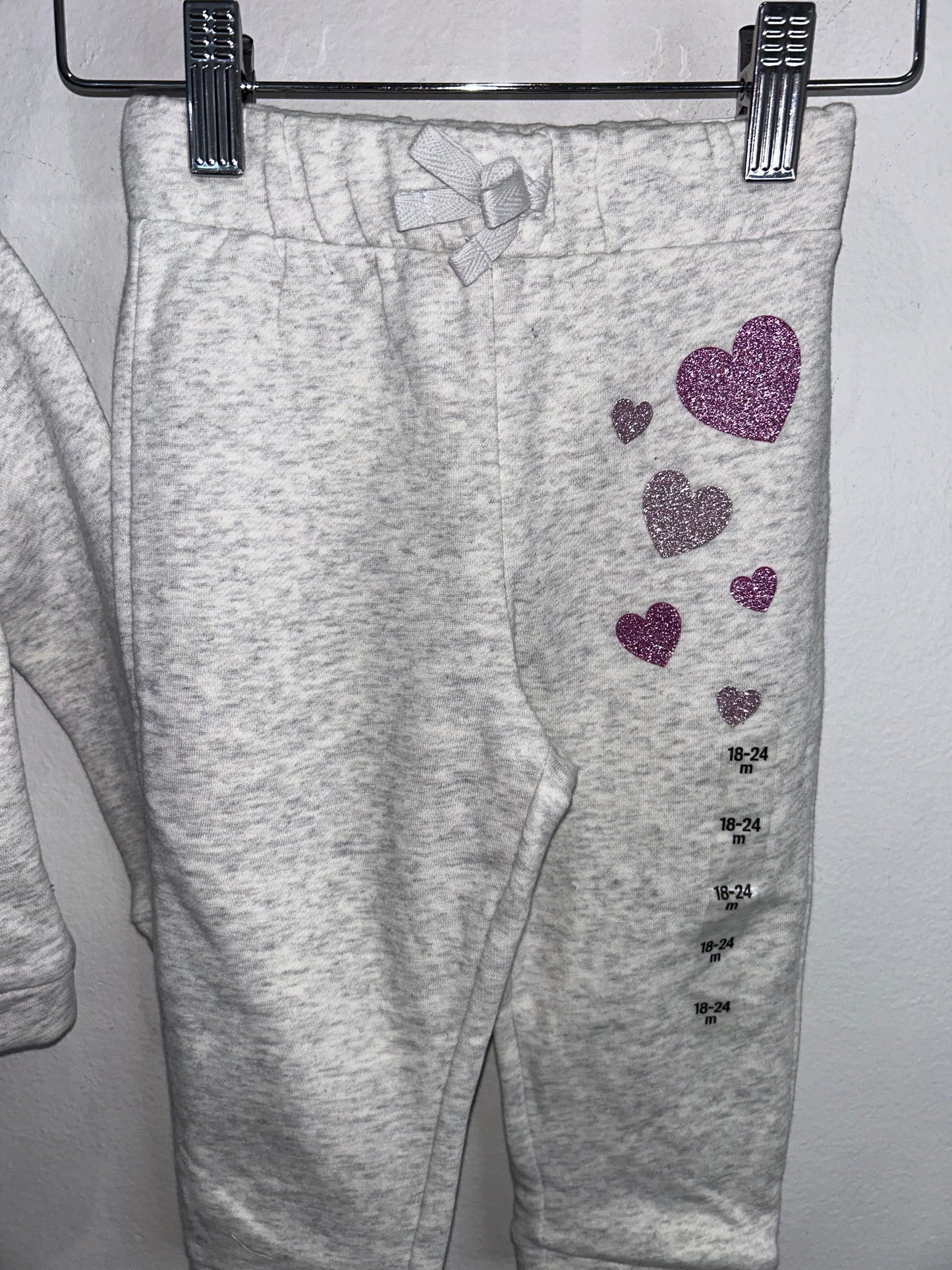 Glitter heart jogger set 18-24m NEW